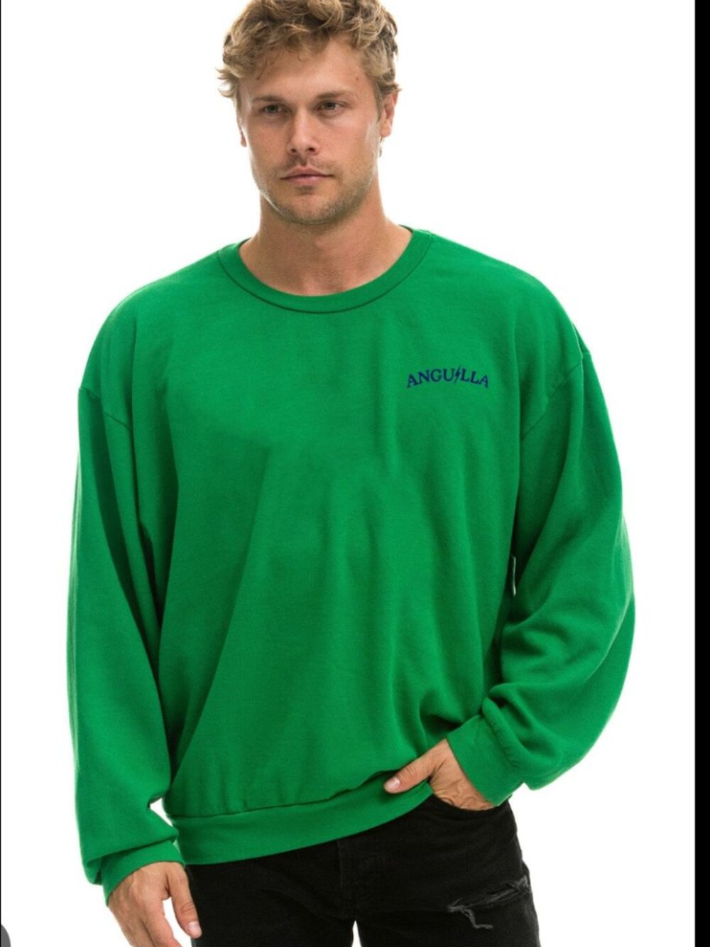 AVIATOR NATION YPO 24 RELAXED CREW SWEATSHIRT KELLY GREEN XL